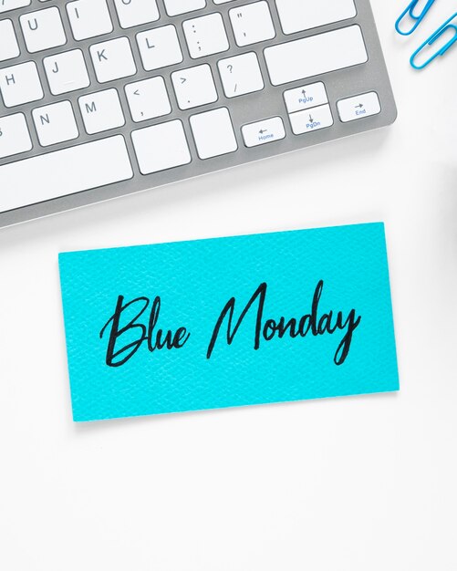 Blue monday concept with keyboard