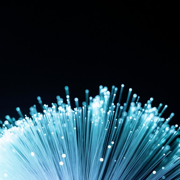 Blue optic fiber with copy space