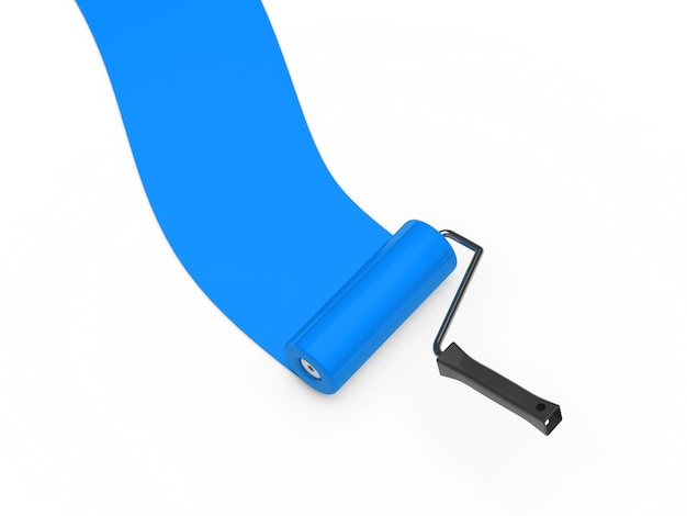 Free photo blue paint roller