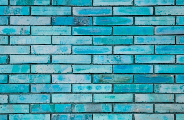 Free Photo blue painted brick wall texture