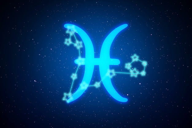 Blue pisces sign with constellation