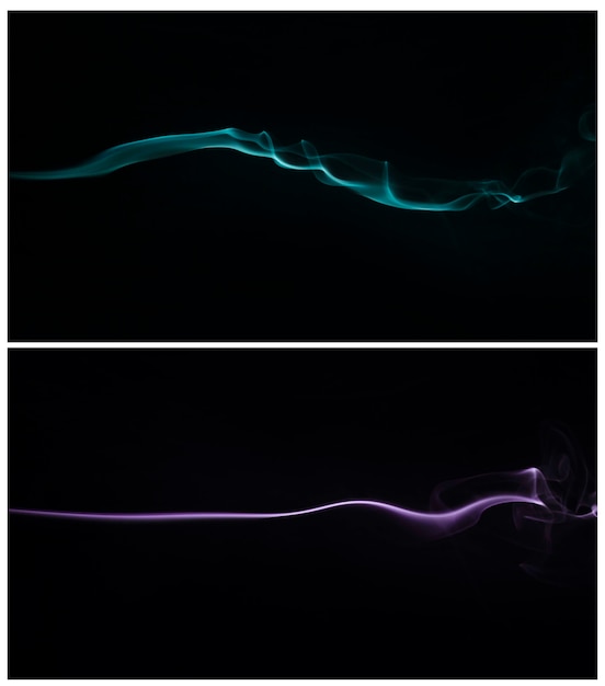 Free photo blue and purple smoke swirling against a black background