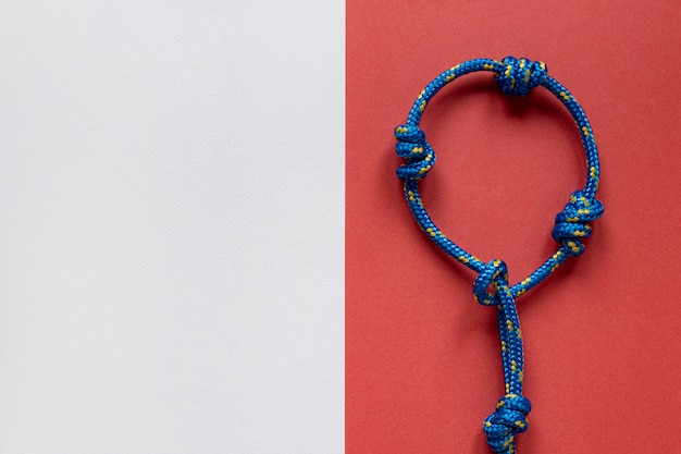 Free photo blue sailor rope knot copy space