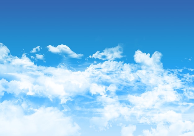 Blue sky background with fluffy white clouds