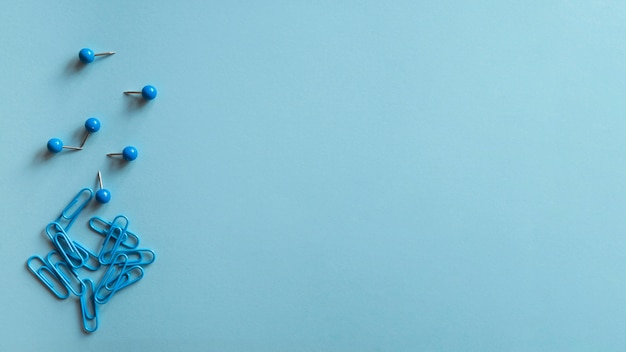 Free photo blue stationery on table