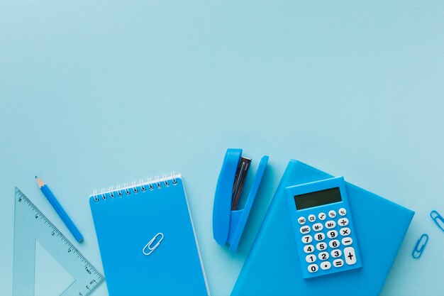 Blue stationery with copy space