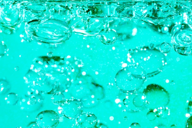 Free photo blue underwater bubbles abstract in oil