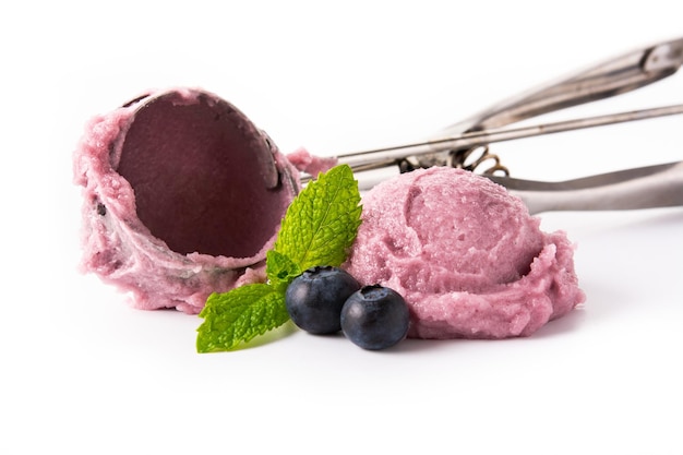 Free photo blueberry ice cream scoop