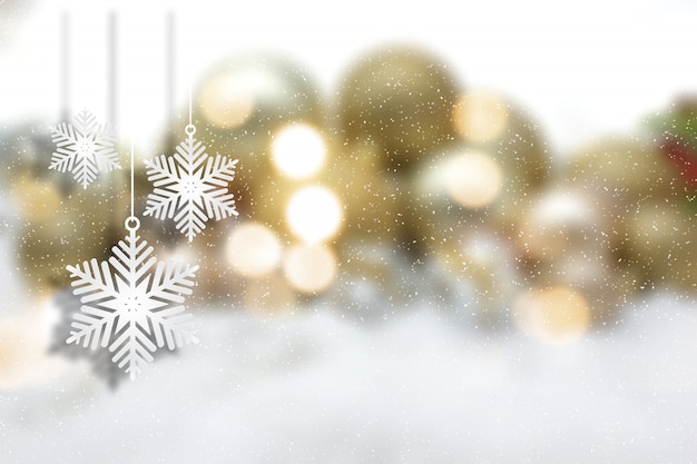 Free Photo blurred background, snowflakes, christmas