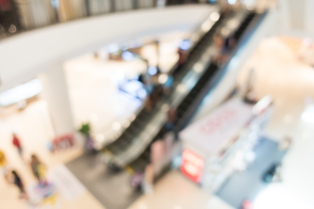 Blurred escalator in a mall view from above