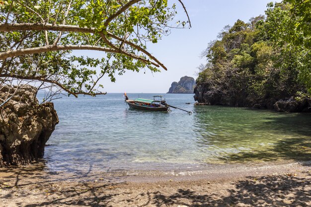 Boat in water near the shore