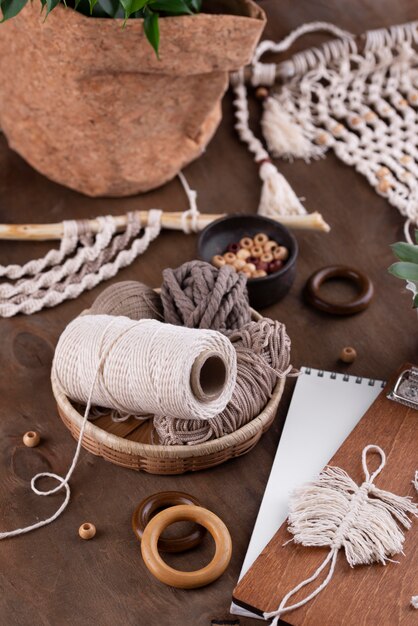 Boho macrame arrangement indoors