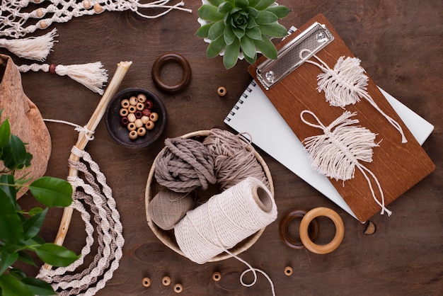 Free Photo boho macrame assortment indoors