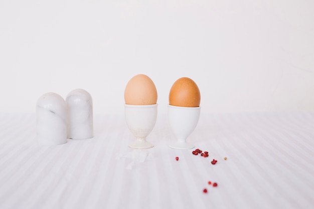 Free Photo boiled eggs served for breakfast