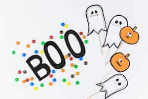 Free photo boo inscription and decor for halloween