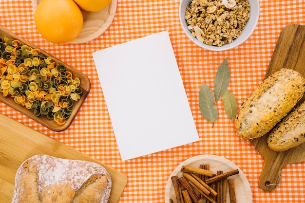 Book mockup with food decoration