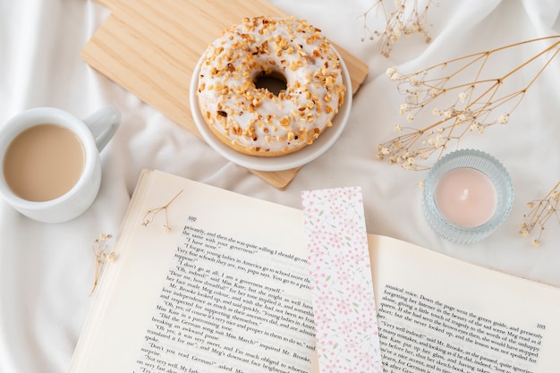 Bookmark and book assortment above view