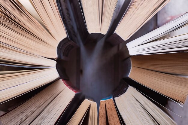 Books organized in circle