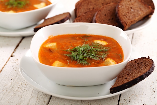 Borsch soup and rye bread