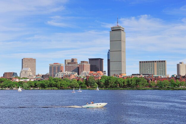 Boston skyline over river