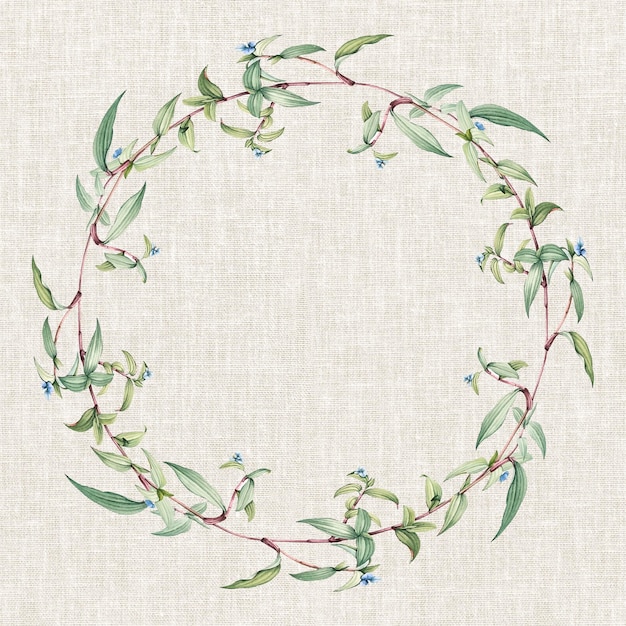 Free photo botanical green wreath on a weaved background