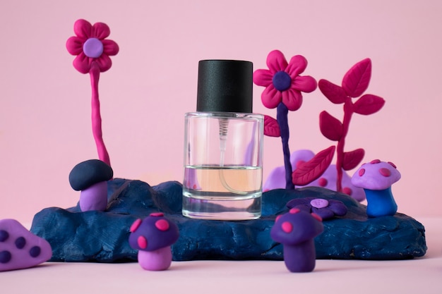 Free photo bottle of perfume based on soil ingredients