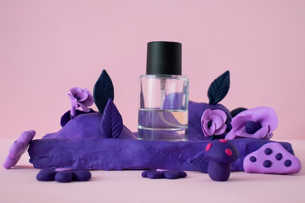 Free photo bottle of perfume based on soil ingredients