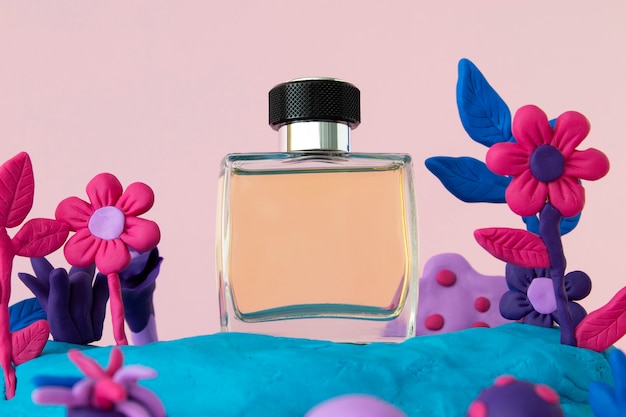 Free photo bottle of perfume based on soil ingredients