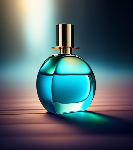 Free Photo a bottle of perfume with a blue top that says perfume