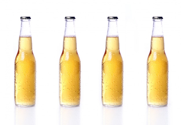 Free photo bottles of beer isolated on white