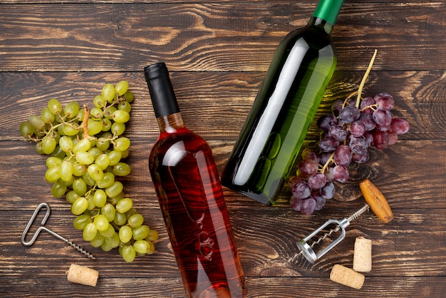 Free Photo bottles of wine made of organic grapes