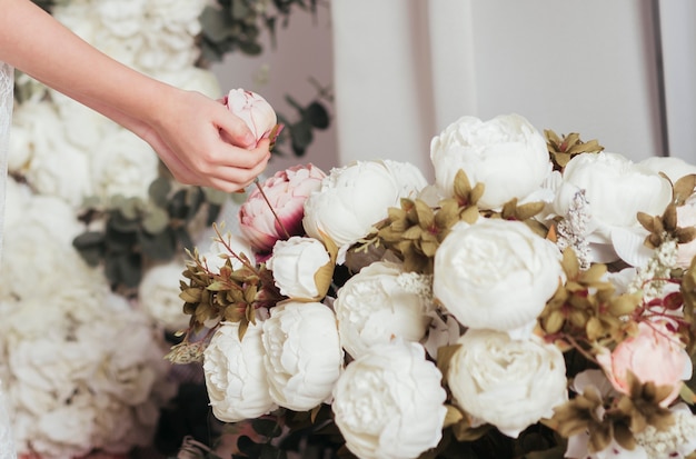 Bouquet of beautiful roses close up