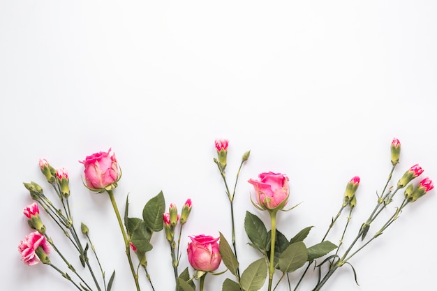 Free photo bouquet of fresh flowers with green leaves