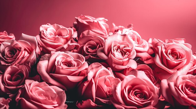 Bouquet of pink roses close up generative AI