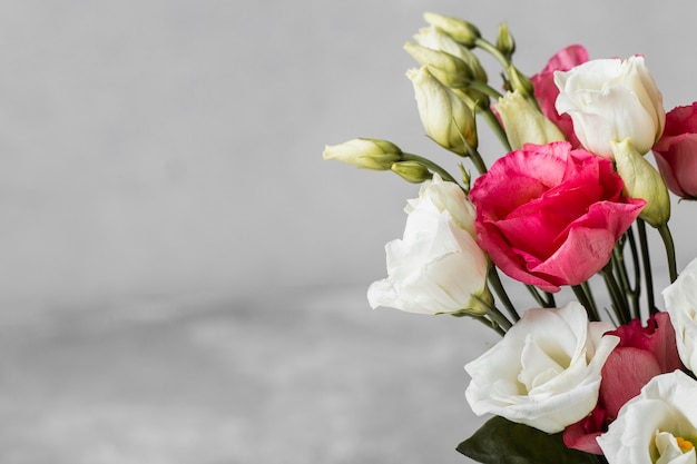 Bouquet of roses close-up with copy space