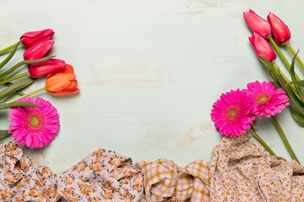 Bouquets of flower and shawls