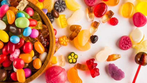 Bowl with candies near sweets