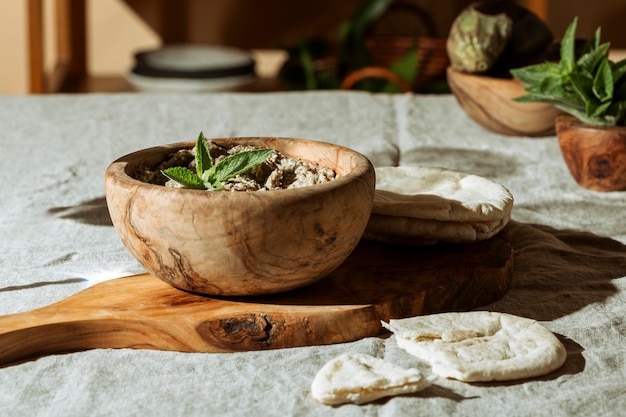 Free photo bowl with delicious jewish food