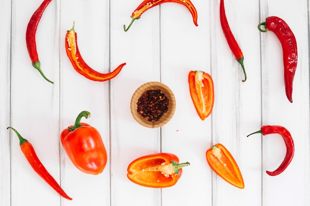 Bowl with spices and peppers