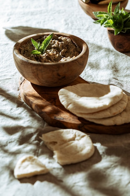 Free Photo bowl with tasty jewish food high angle