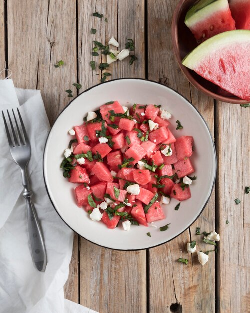 Bowl with watermelon cut pieces