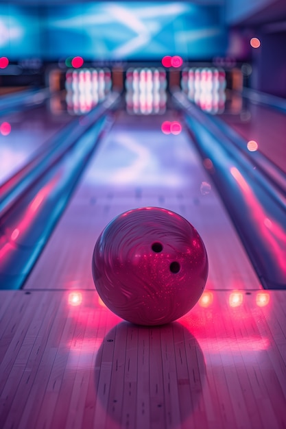 Bowling alley in neon lights