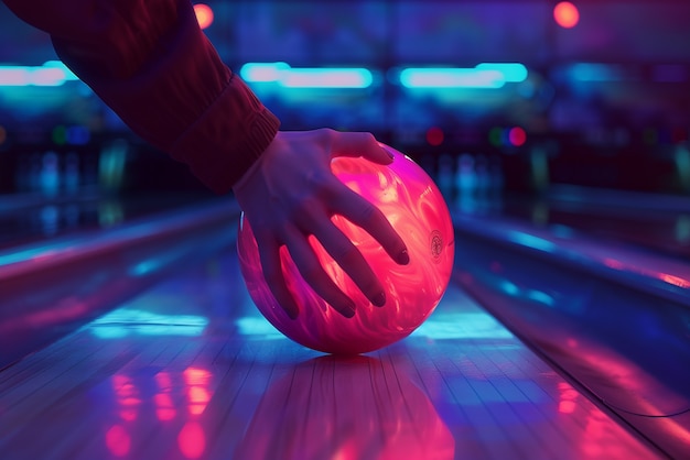 Bowling alley in neon lights