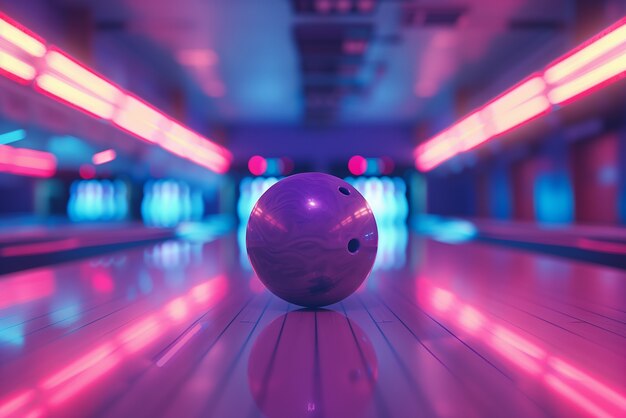 Bowling alley in neon lights