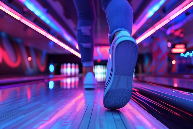 Bowling alley in neon lights