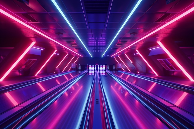 Bowling alley in neon lights