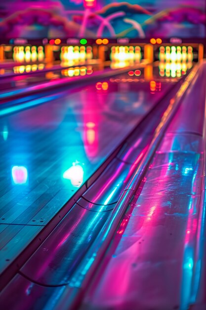 Bowling alley in neon lights