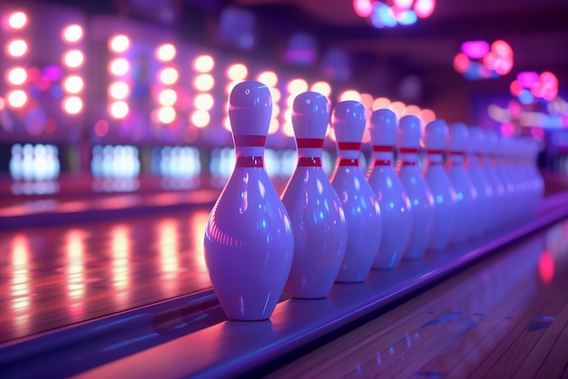 Bowling alley in neon lights