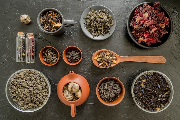 Bowls with natural herbs