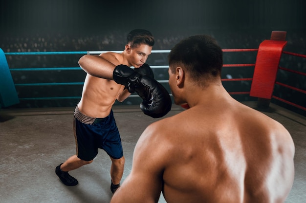 Boxers man fighting in ring